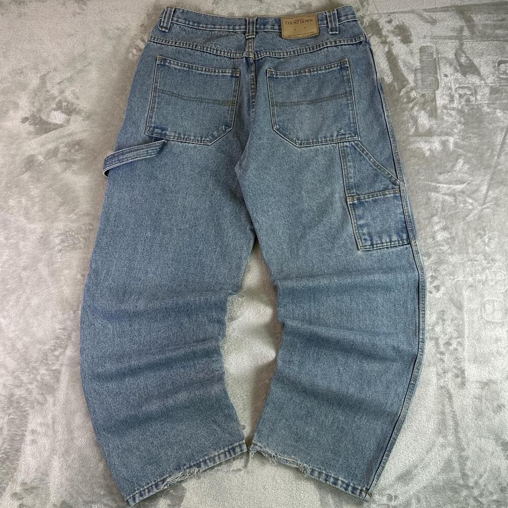 Y2K Distressed Skater Count Down Carpenter-Style Jeans Sz 36